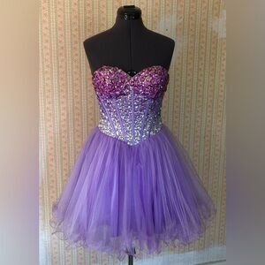 Purple Sparkle Strapless Formal Dress - Size 2